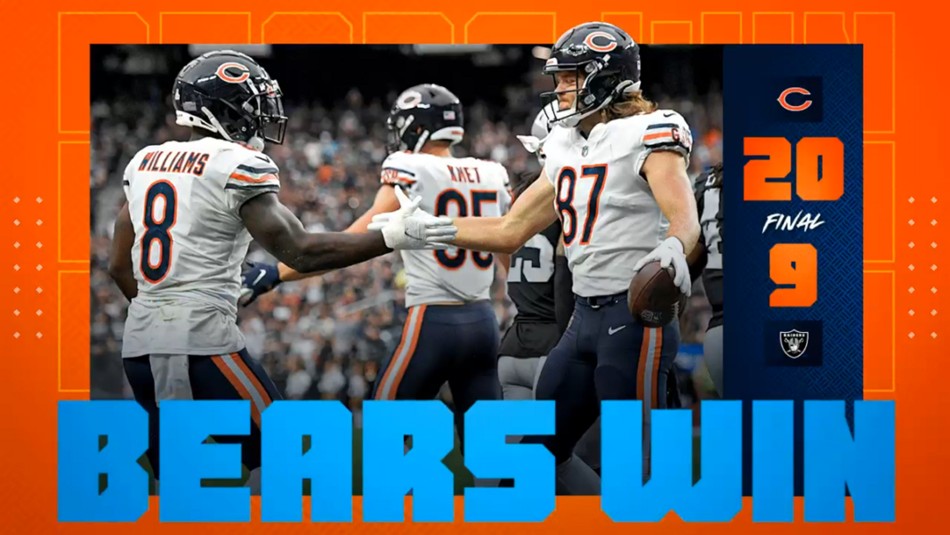 Fields throws 1st career touchdown as Bears beat Raiders in Vegas