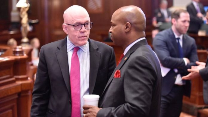 0523J205 Speaker Welch Congratulates Majority Leader Greg Harris on a Successful Legislative Career