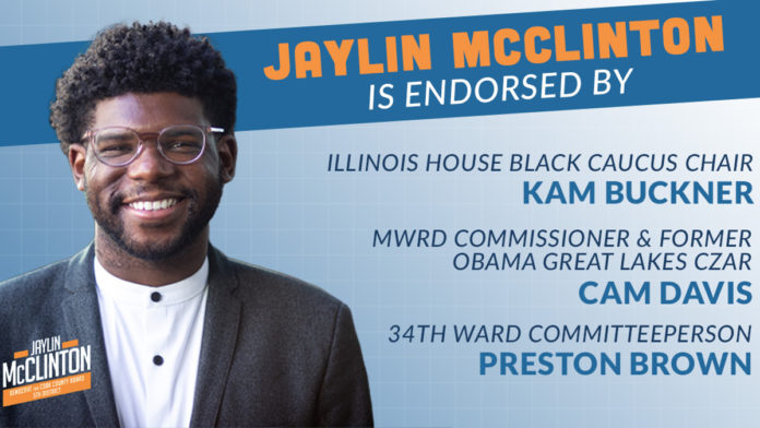 jaylin_mcclinton_kam_bucknrt_endorsement Illinois House Black Caucus Chair Kam Buckner and 34th Ward Committeeperson Preston Brown Endorse Jaylin D. McClinton in the Race for Cook County Board 5th District