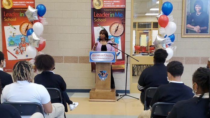 20220506_093115 Local Leader Debbie Meyers-Martin Educates Students on Her Role as State Representative (Park Forest, IL) — Michelle Obama School of Technology and the Arts