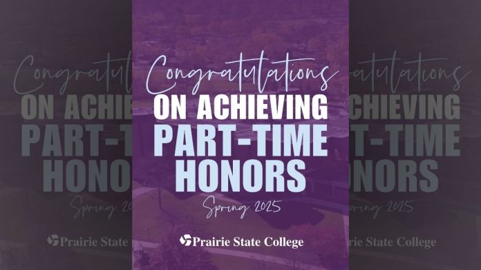 Prairie State College Announces Spring 2025 Part-Time Honors List